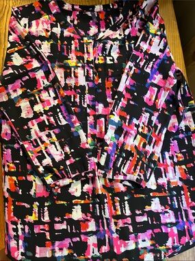 NYDJ Black Multicolor Abstract Print Blouse